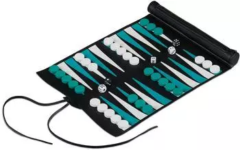 Reise-Backgammon zum Aufrollen, Kunststoff, mehrfarbig (4x4 cm)