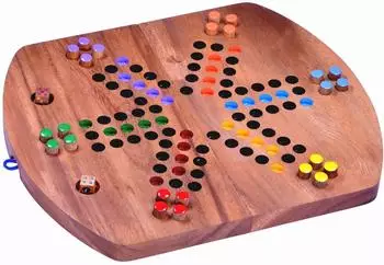 Ludo Würfelspiel aus Holz, 2–6 Spieler, Klappbrett (310_py_sc)