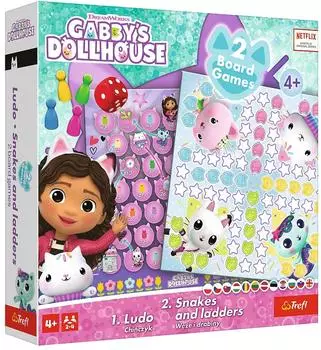 Gabby's Dollhouse 2-in-1 Brettspiel Chinesisch & Schlangen und Leitern (02590)