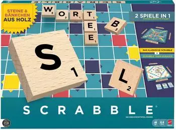 Scrabble Original Holz 2-in-1 Familienspiel (JGR62)