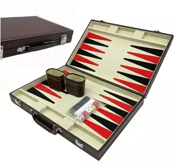 Backgammon Koffer Brettspiel, braun
