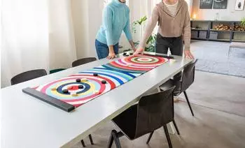 Colour Curling Gesellschaftsspiel Spielmatte 150x50cm, 2-8 Spieler