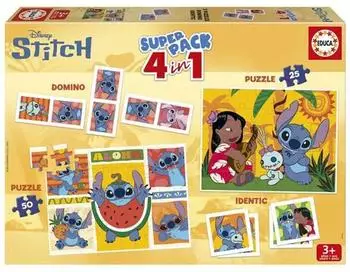 Superpack Stitch Disney 4-in-1 Puzzle, Domino, Memory (20474)