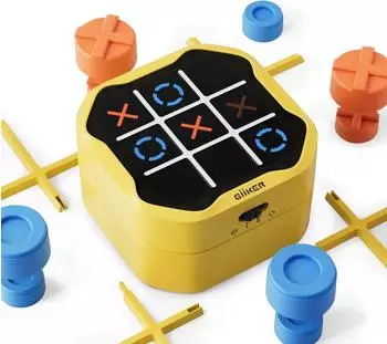 Tic Tac Toe Bolt elektronische 3-in-1 Puzzle-Handheld-Spielkonsole, gelb