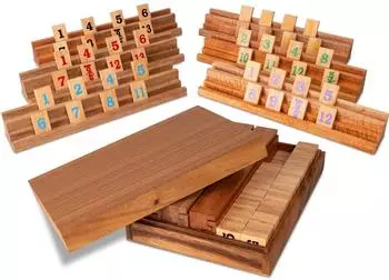 Rummy Holzspiel f&uuml;r 6 Spieler im Holzkasten (3541)