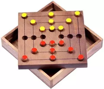 Mühle Gr. L Strategiespiel aus Holz, 14×14cm