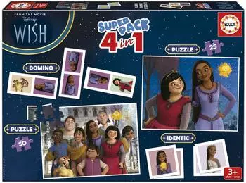 Superpack Disney Wish 4 in 1 Puzzle, Domino, Memory (19743)