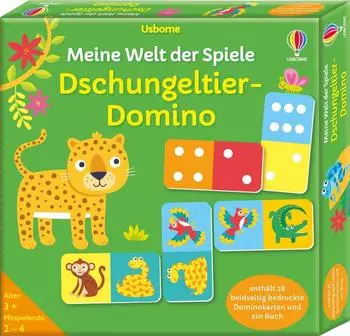 Dschungeltier-Domino mit Buch, 28 Karten, ab 3 Jahren (Welt-der-Spiele-Reihe)