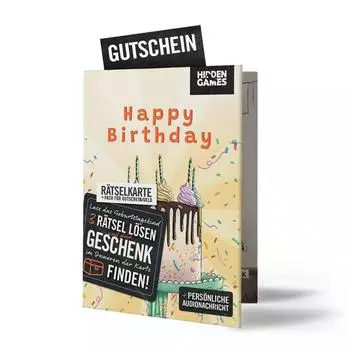 R&auml;tselhafter Geburtstag R&auml;tselkarte (Deutsch)