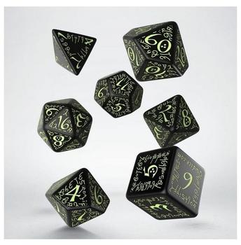 Q-Workshop Elvish Dice Black/Glow-in-the-Dark (QWOELV19)