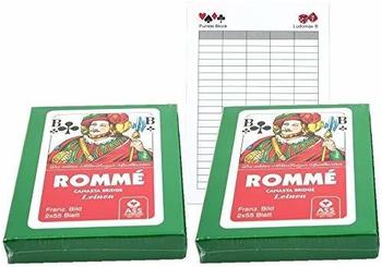 Ludomax Zweierpaket Rommé, Canasta, Bridge Leinen Edition Spielkarten, mit Leinenprägung