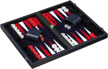 Backgammon blau - medium - Kunstleder