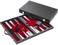 Philos 1730 - Backgammon Filzinlet rot-wei&szlig;-schwarz, medium, Koffer Kunstleder