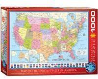 Eurographics 6000-0788 Karte der Vereinigten Staaten von Amerika Puzzle, Mehrfarbig