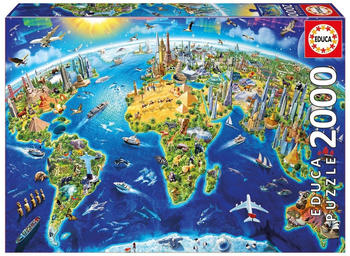 Educa Borr&aacute;s World Landmarks - Weltkarte (2000 Teile)