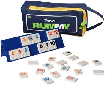 Point Games 2042 Punktespiele: Mini Travel Rommé-Spielset mit 106 Spielsteinen und Vier exklusiven 2-Tier-Spielgestellen in Einer extrem haltbaren Reisetasche, White & Blue