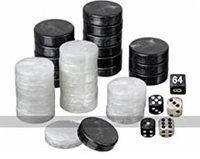 Philos 4110 - Backgammon Spielsteine, Steine, Würfel Schwarz weiß