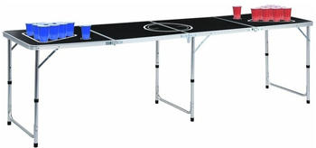 Klappbarer Bier-Pong-Tisch mit Tassen und Bällen 240 cm schwarz