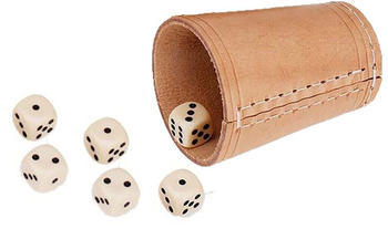 W&uuml;rfelbecher Leder + 6 W&uuml;rfel