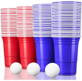 Tresko Party Beer Pong Cups (100 Stück + 12 Bälle)