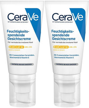 CeraVe Feuchtigkeitsspendende Gesichtscreme LSF 50 (2 x 52ml)