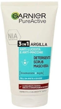 Garnier Pure skin 3 in 1 gel cleanser, scrub, mask for oily skin with imperfections (150 ml)