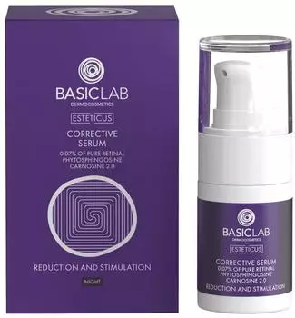 Basiclab Dermocosmetics Esteticus siero lisciante per unificare il tono della pelle 0.07% Pure Retinal 15 ml