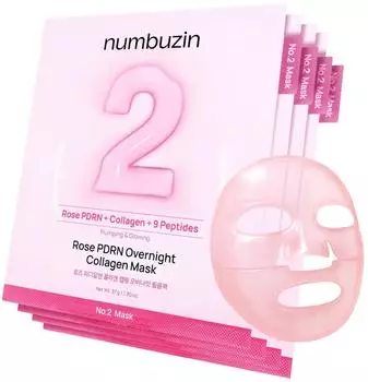 Numbuzin No. 2 Rose PDRN OverNight Collagen Mask (4pc)