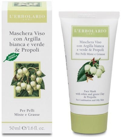 L'Erbolario Face Mask with whitw and green Clay & Propolis (50ml)