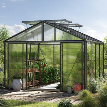 GFP - Garten- & Freizeit-Profi 311 x 311 cm Gewächshaus Pulverbeschichtet ohne Setangebot Anthrazit RAL 7016 (GFPV00248)