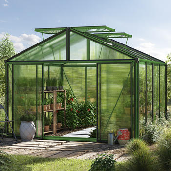 GFP - Garten- & Freizeit-Profi 311 x 311 cm Gewächshaus Pulverbeschichtet ohne Setangebot Grün RAL 6005 (GFPV00216)