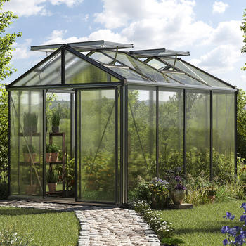 GFP - Garten- & Freizeit-Profi 235 x 311 cm Gewächshaus Aluminium ohne Setangebot Natur (GFPV00179)
