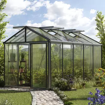 GFP - Garten- & Freizeit-Profi 235 x 385 cm Gewächshaus Aluminium ohne Setangebot Natur (GFPV00188)