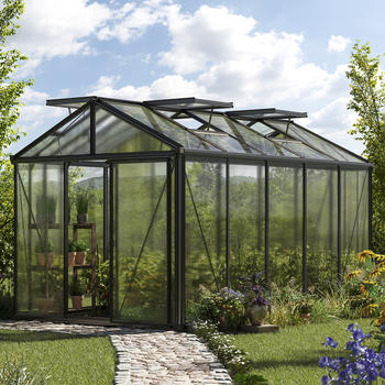 GFP - Garten- & Freizeit-Profi 235 x 385 cm Gewächshaus Pulverbeschichtet ohne Setangebot Anthrazit RAL 7016 (GFPV00160)