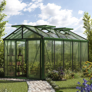 GFP - Garten- & Freizeit-Profi 235 x 385 cm Gewächshaus Pulverbeschichtet ohne Setangebot Grün RAL 6005 (GFPV00194)