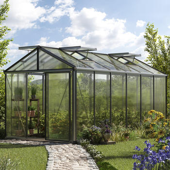 GFP - Garten- & Freizeit-Profi 235 x 460 cm Gewächshaus Aluminium ohne Setangebot Natur (GFPV00164)