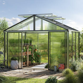 GFP - Garten- & Freizeit-Profi 311 x 235 cm Gew&auml;chshaus Aluminium ohne Setangebot Natur (GFPV00206)