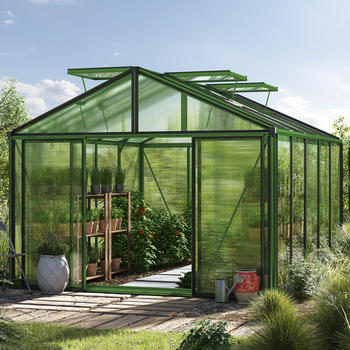 GFP - Garten- & Freizeit-Profi 311 x 385 cm Gewächshaus Pulverbeschichtet ohne Setangebot Grün RAL 6005 (GFPV00222)