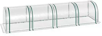 Outsunny Gew&auml;chshaus mit T&uuml;r Stahl PVC 395x100x80cm Transparent