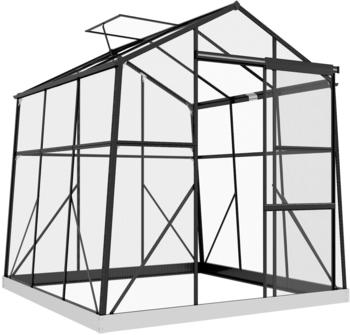 Outsunny Gewächshaus mit integriertem Rinnensystem, Bodenplatten und Schiebetür schwarz