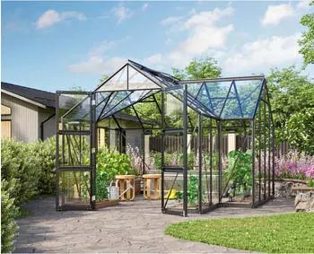 Vitavia Campus 13 m² (3 mm ESG, Alu schwarz) – Robustes Aluminiumgestell und pulverbeschichtete Oberfläche