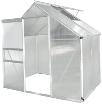 Brast Aluminium Gew&auml;chshaus 130 x 190 x 195 cm mit Stahlfundament silber