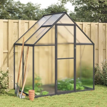vidaXL Gew&auml;chshaus mit Fundamentrahmen anthrazit 169x114x195 cm Alu 169 cm x 195 cm