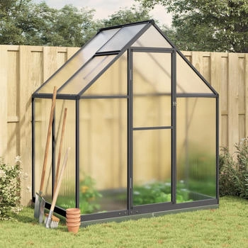 vidaXL Gew&auml;chshaus mit Fundamentrahmen anthrazit 169x114x202 cm Alu 169 cm x 202 cm