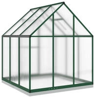 vidaXL Gew&auml;chshaus mit Fundamentrahmen Gr&uuml;n 169x169x202 cm Aluminimum