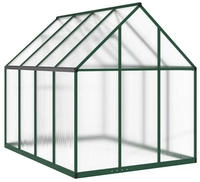 vidaXL Gew&auml;chshaus mit Fundamentrahmen Gr&uuml;n 224x169x195 cm Aluminimum