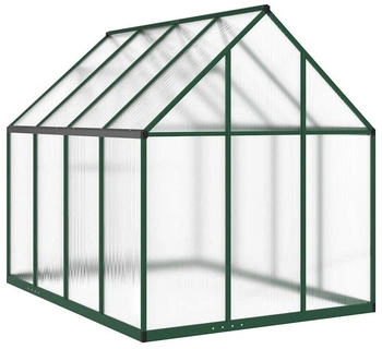 vidaXL Gew&auml;chshaus mit Fundamentrahmen gr&uuml;n 224x169x195 cm Aluminimum gr&uuml;n 224 cm x 195 cm