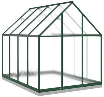 vidaXL Gew&auml;chshaus mit Fundamentrahmen gr&uuml;n 224x169x202 cm Aluminimum gr&uuml;n 224 cm x 202 cm