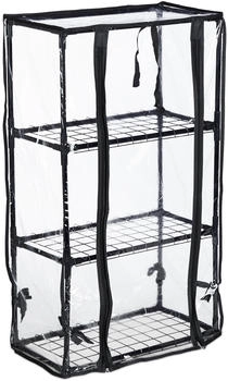 Relaxdays Gewächshaus für Balkon mit 3 Ebenen 48x24,5x80 cm schwarz