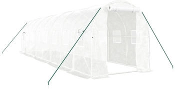 furnicato Gewächshaus Stahlrahmen Weiß 16 m² 8x2x2 m